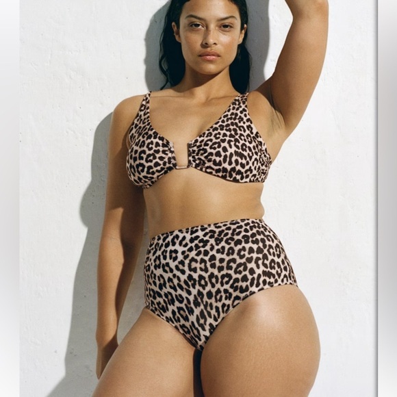 Leopard Print High-Waist Swim Bottoms - Picture 3 of 7